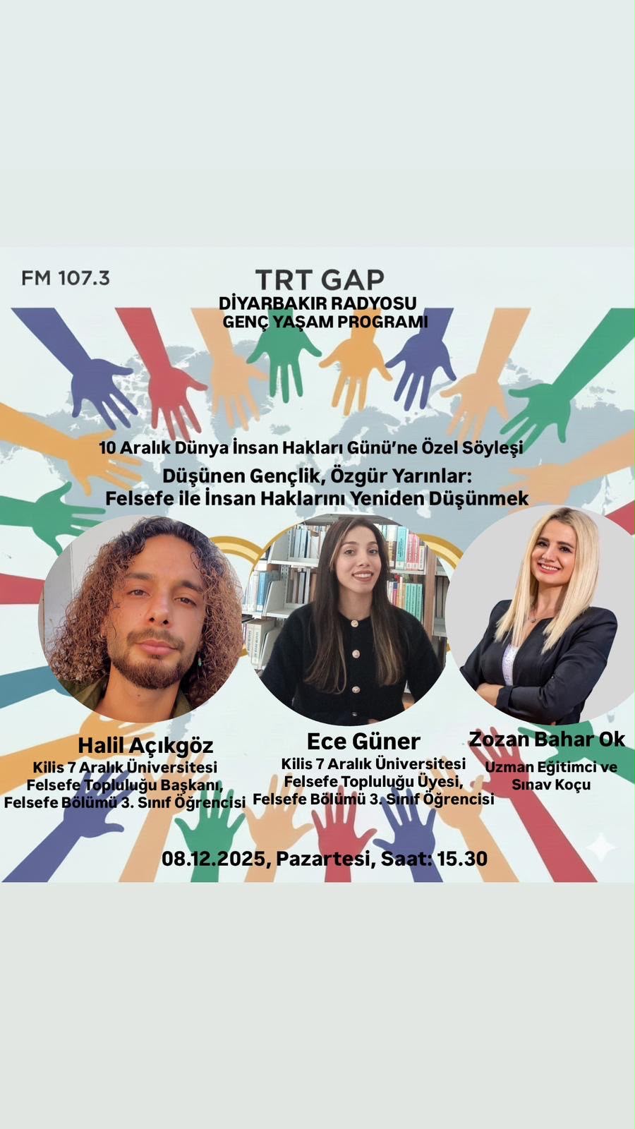 Felsefe Bölümü Öğrencileri TRT GAP Diyarbakır Radyosu'nda İnsan Haklarını Felsefi Perspektiften Değerlendirdi